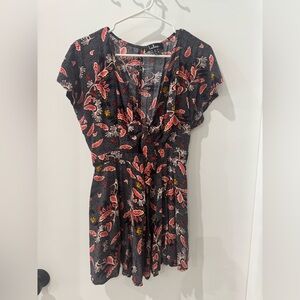 Lulu's Black Dress with Red and Yellow Floral